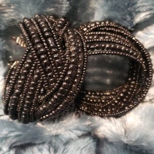 2 Black Seedbead Cuffs